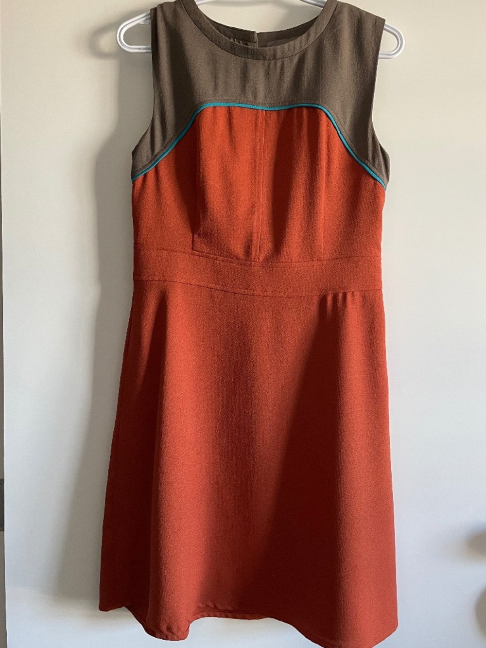 EUC Esley ModCloth Women’s Orange Grey Sleeveless Retro A-Line Midi Dress Medium